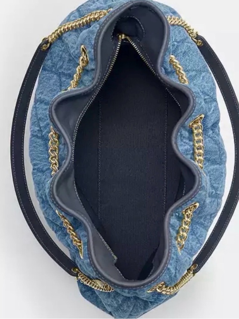 Coach Evelyn Denim Shoulder Bag in Regenerative Cotton with Quilting - Picture 2 of 6